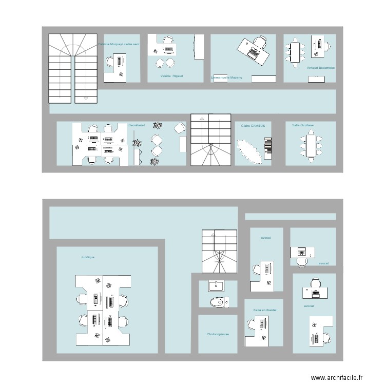 3ème étage et 2ème étage et demi. Plan de 0 pièce et 0 m2