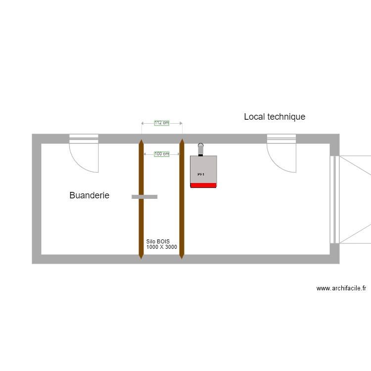 Cupillard silo Bâti. Plan de 3 pièces et 23 m2