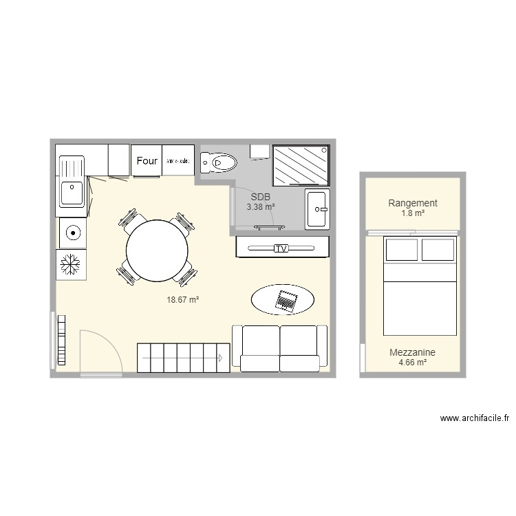 studio 1. Plan de 0 pièce et 0 m2