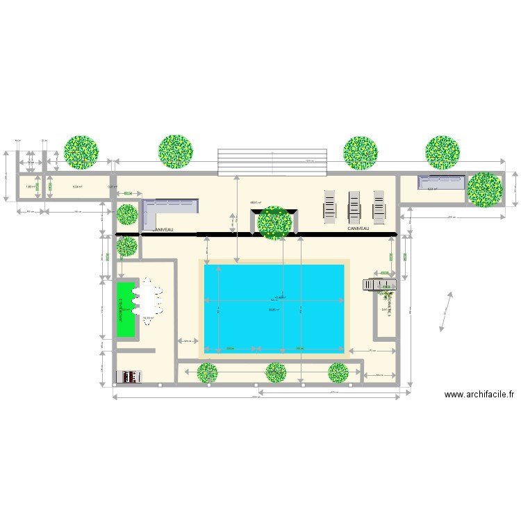 PISCINE aménagement 2. Plan de 13 pièces et 235 m2