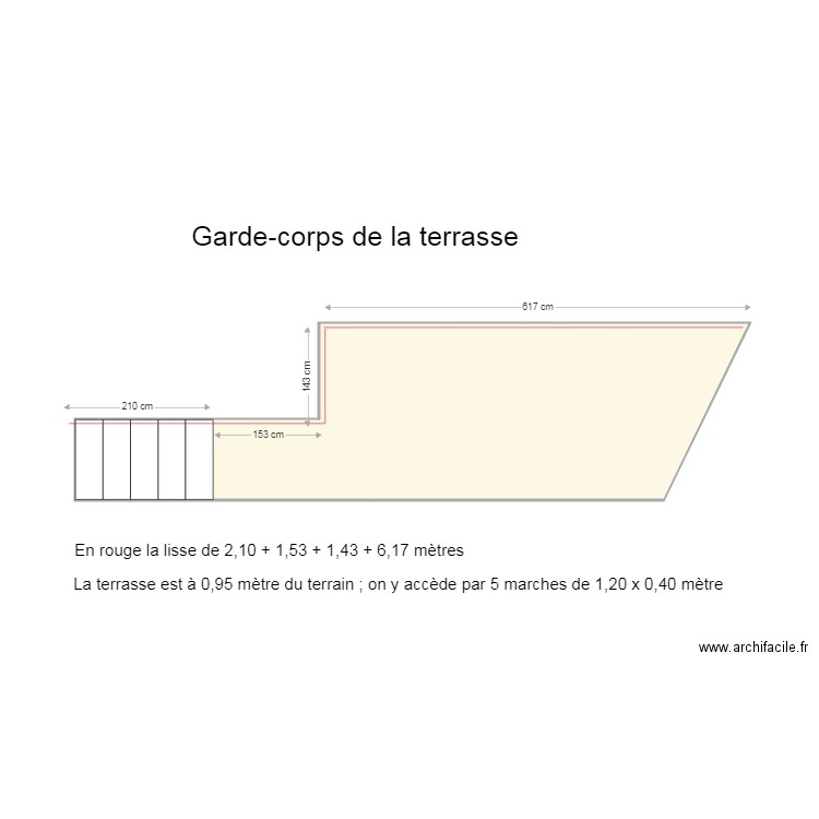 Terrasse. Plan de 1 pièce et 18 m2