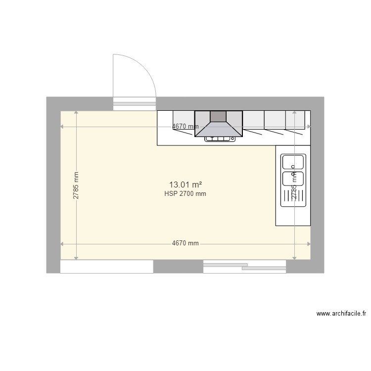 Belaubre cuisine existant côté. Plan de 0 pièce et 0 m2