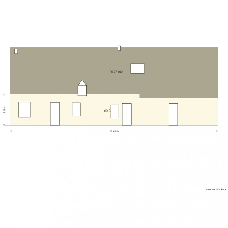 facade sud avec velux. Plan de 0 pièce et 0 m2