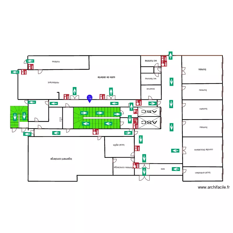 rez de chauss&eacute;e bouteille 58 droit. Plan de 