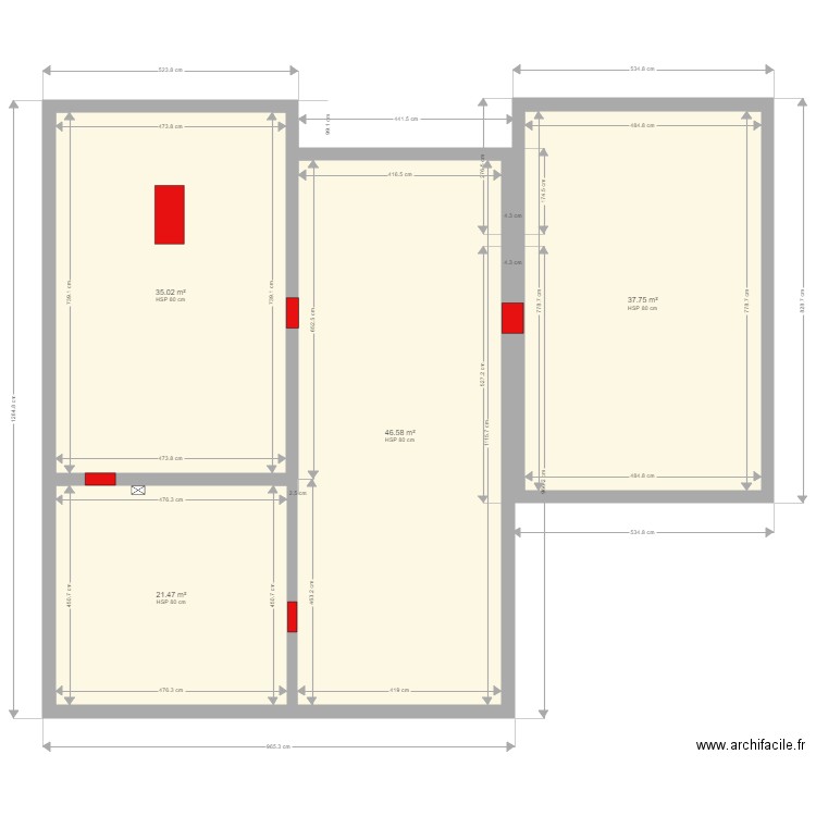 Plan reseau ouvertures sur vide sanitaire. Plan de 0 pièce et 0 m2