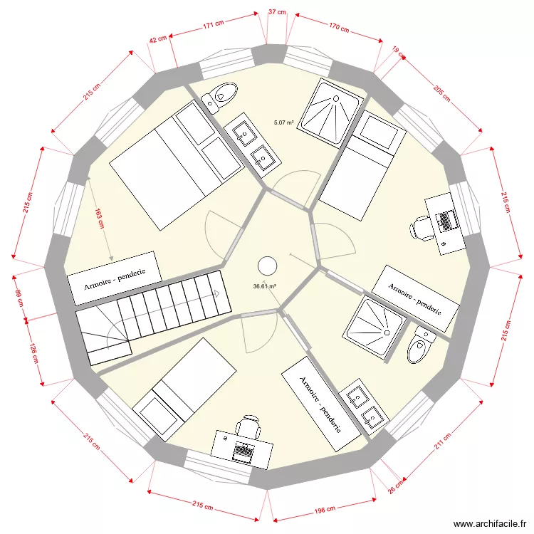 Cost2 Etage ronde V0. Plan de 