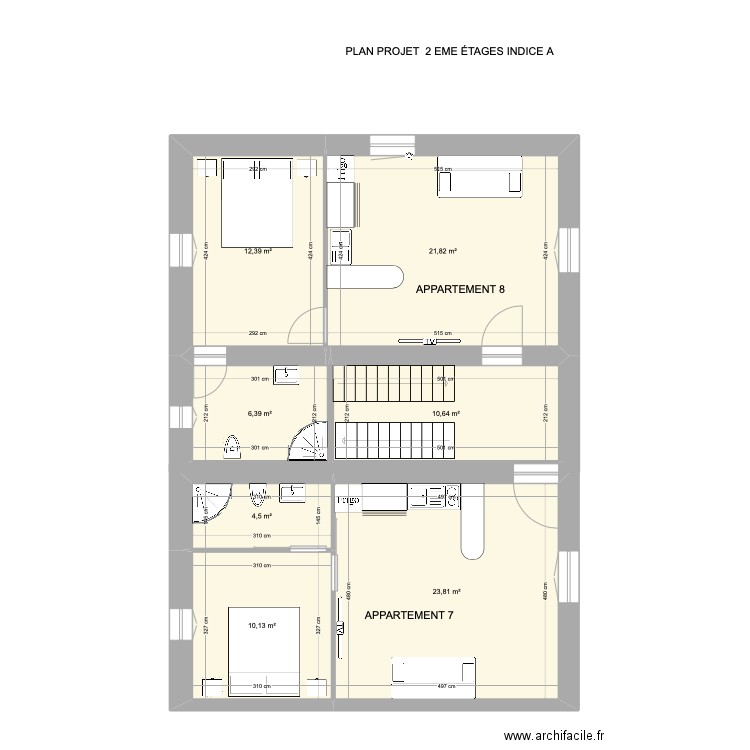 PLAN PROJET 2 EME ÉTAGE INDICE A JB M RDC . Plan de 7 pièces et 90 m2