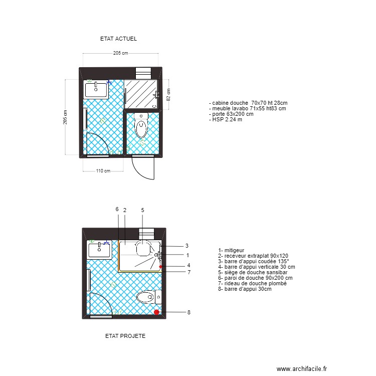 APA AVERSENG. Plan de 3 pièces et 8 m2