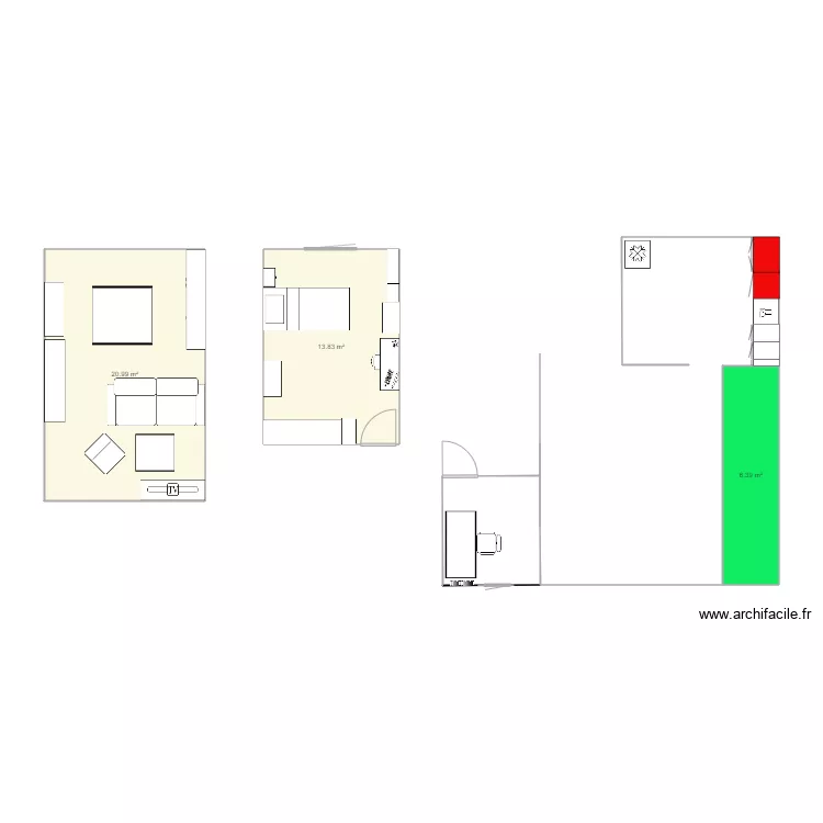 Salon bureau et chambre 3. Plan de Salon bureau et chambre 3. Plan de