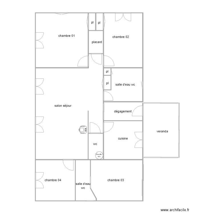 bojko. Plan de 15 pièces et 122 m2