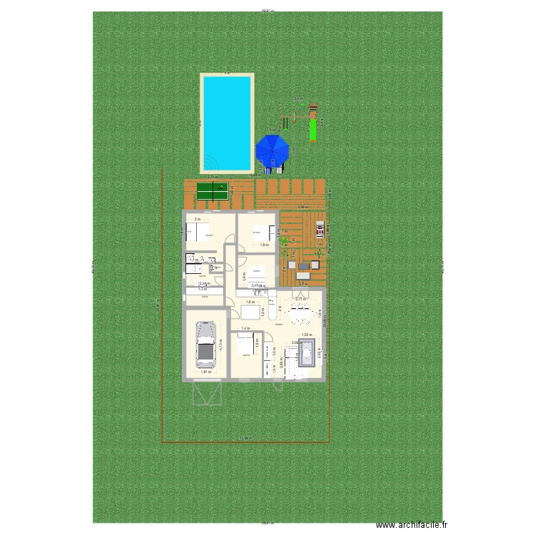maison fontenaille. Plan de 9 pièces et 133 m2