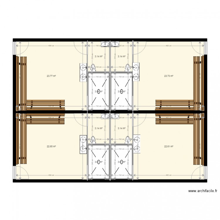plan projet des vestiaires Gruizza Rognac. Plan de 0 pièce et 0 m2