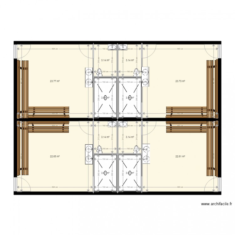 plan projet des vestiaires Gruizza Rognac. Plan de 0 pièce et 0 m2