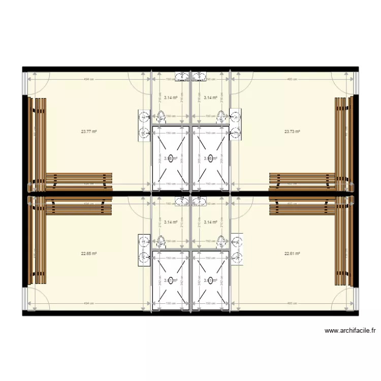 plan projet des vestiaires Gruizza Rognac. Plan de 