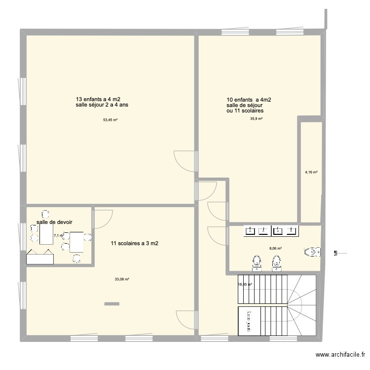 titre. Plan de 7 pièces et 160 m2