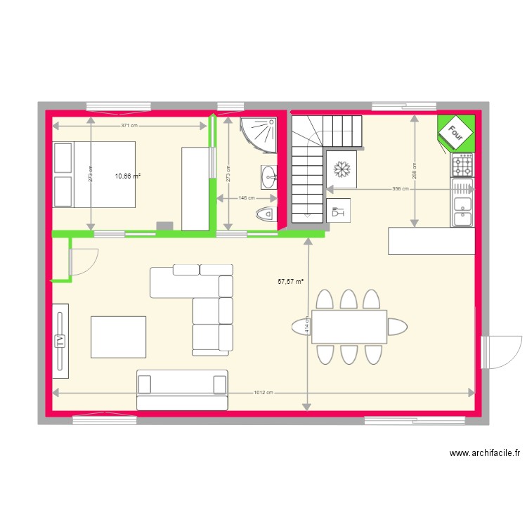 Garage 2020 n21 Cloisons et Amenagements +++. Plan de 2 pièces et 68 m2