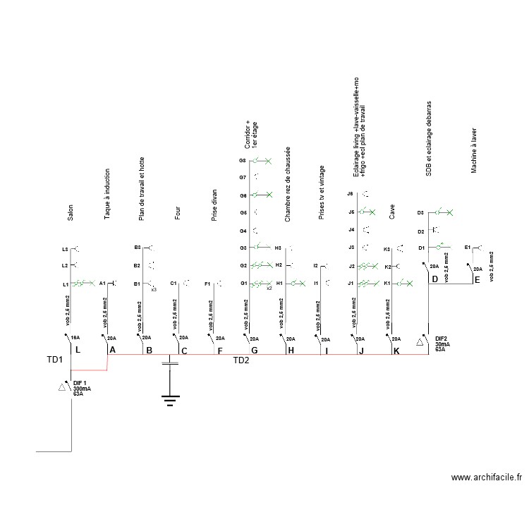 maison 1 unifilaire. Plan de 0 pièce et 0 m2