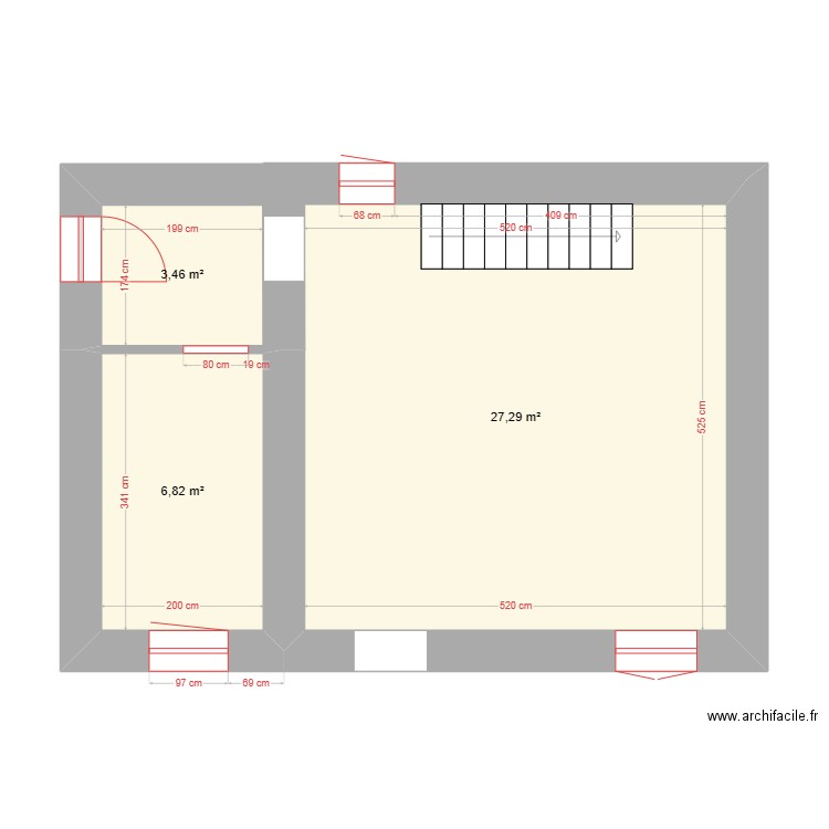 RDC CITE HENRI. Plan de 3 pièces et 38 m2