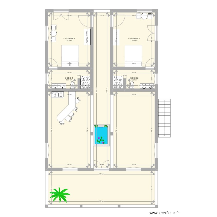 RIAD FIFI RDC MEUBLE. Plan de 8 pièces et 159 m2