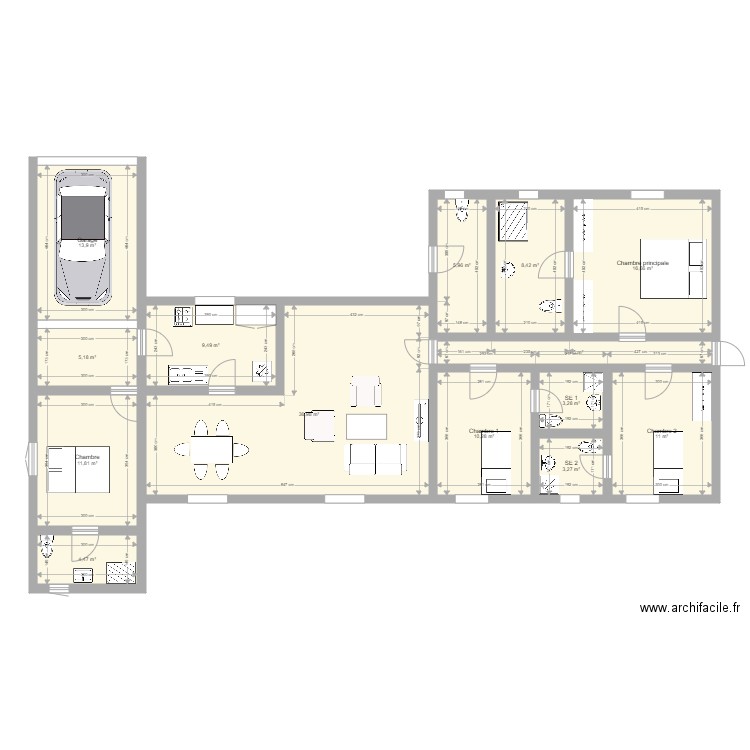 Plan Sékou 5 pièces. Plan de 14 pièces et 146 m2