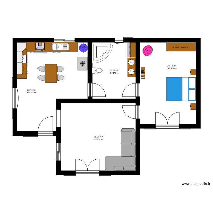 3 pièces1. Plan de 0 pièce et 0 m2