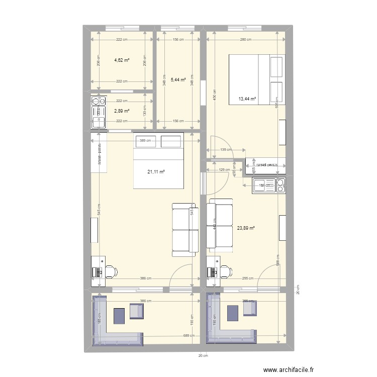 clos des camphriers 1. Plan de 6 pièces et 71 m2