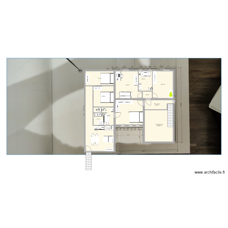 étage 1 version 2. Plan de 13 pièces et 123 m2
