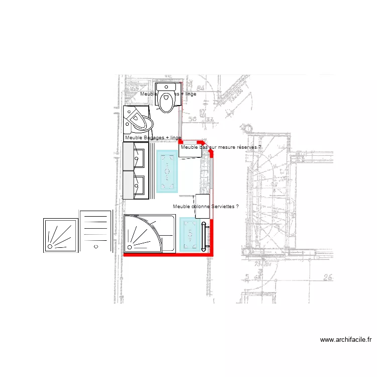 Am&eacute;nagement Salle de Bain WC ALTERNATIVE. Plan de 