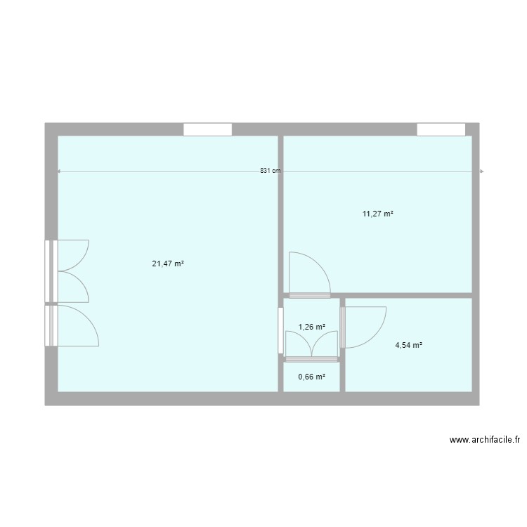 flo tabac. Plan de 5 pièces et 39 m2