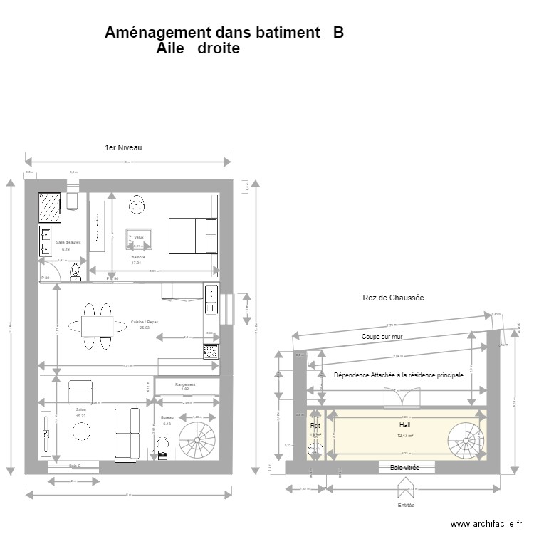 GFA BERTHOULET 6 et 6 bis.-.. Plan de 2 pièces et 14 m2