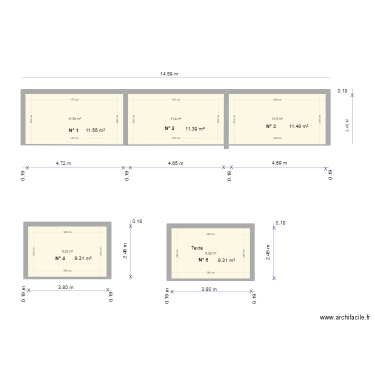 5 SETS ROLLER DOORS. Plan de 5 pièces et 53 m2