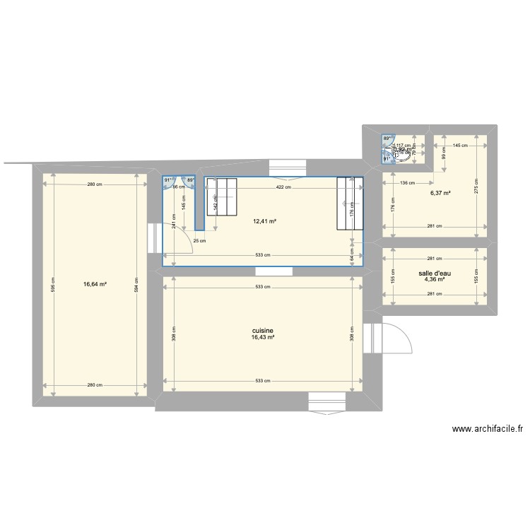 sous sol - mal coté - pour imaginer aménagement. Plan de 6 pièces et 57 m2