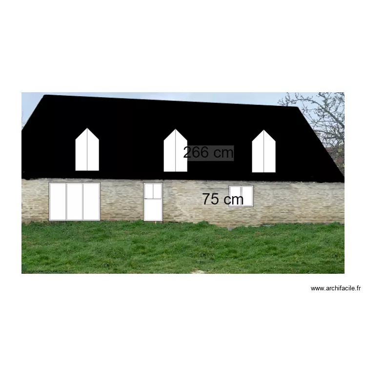 mur existant. Plan de 