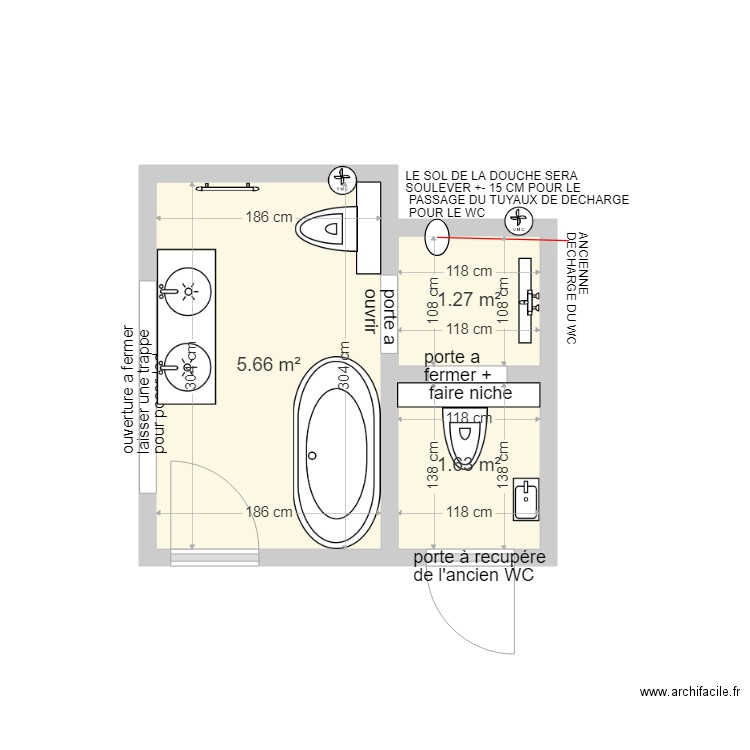 CHANTOVA SDB N1. Plan de 0 pièce et 0 m2