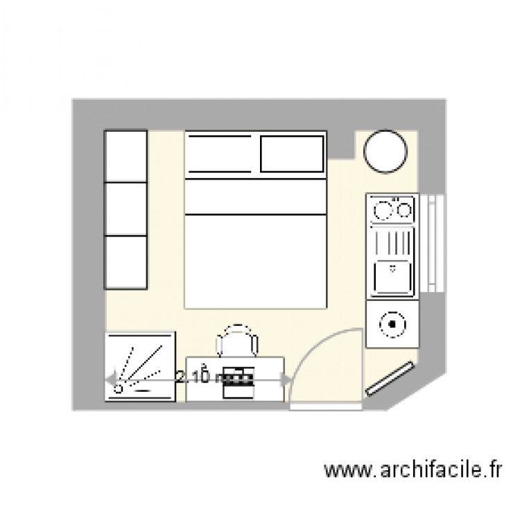 Studio 2628 Douche 1. Plan de 0 pièce et 0 m2