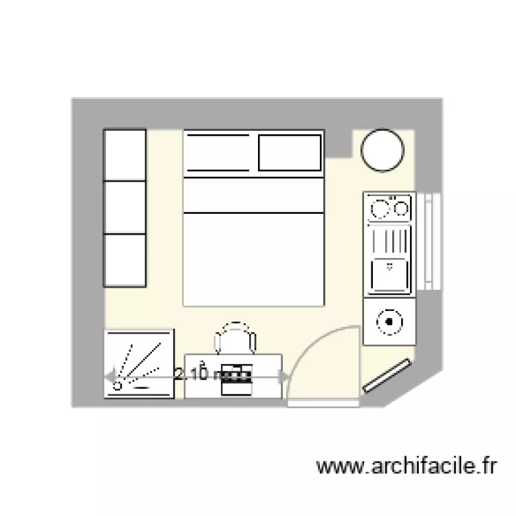 Studio 2628 Douche 1. Plan de 