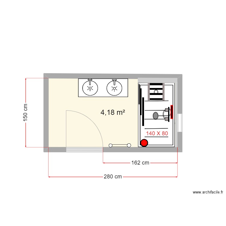 FRAIEM Youna plan projeté. Plan de 1 pièce et 4 m2