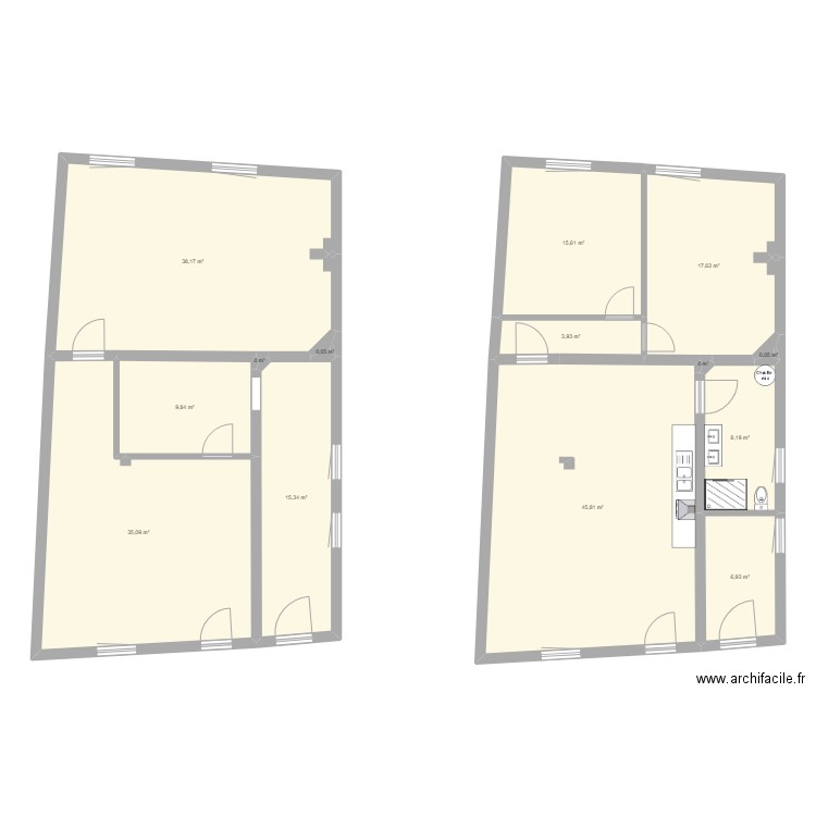 COMBLE. Plan de 14 pièces et 197 m2