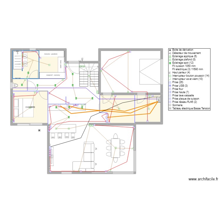 MENETRU PLAN ELEC GENERAL LIGNE  RDC. Plan de 0 pièce et 0 m2