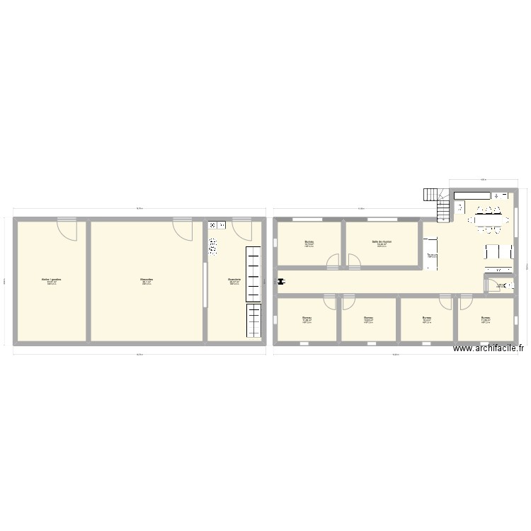 Plan bureaux. Plan de 11 pièces et 250 m2