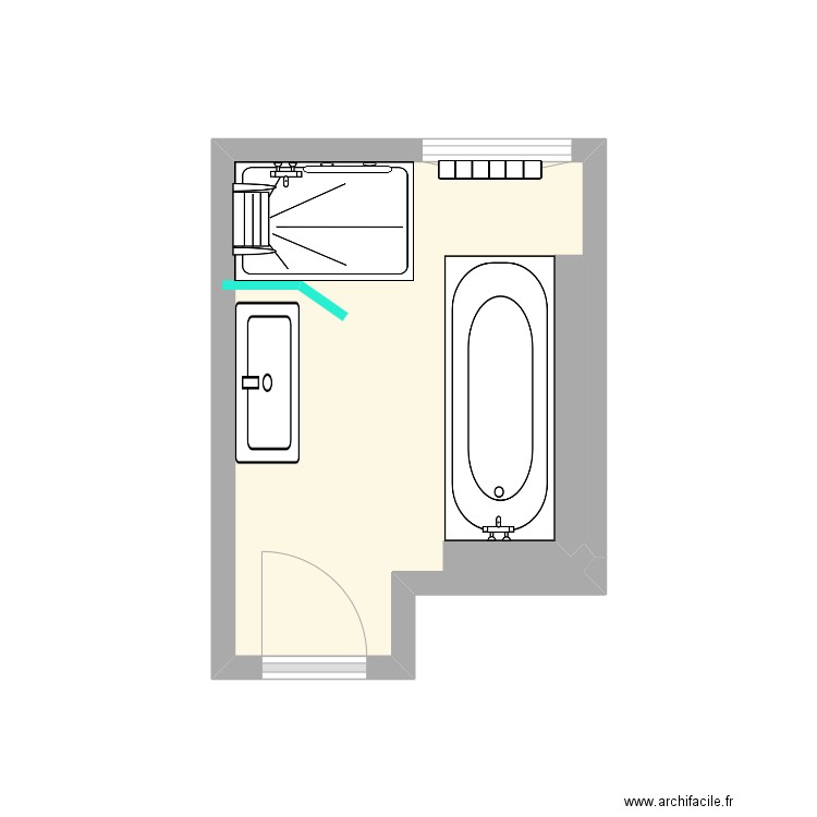 TABOURET proposition. Plan de 1 pièce et 6 m2