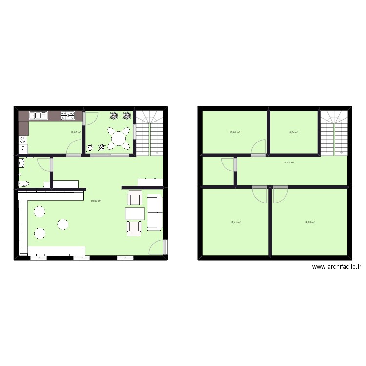 RDC hat individuelle 1 facade. Plan de 7 pièces et 155 m2