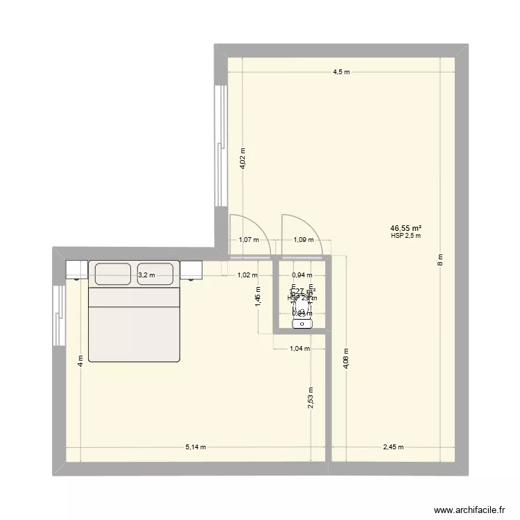 Atelier. Plan de 2 Pièces et 48 m² Atelier. Plan de 2 Pièces et 48 m²