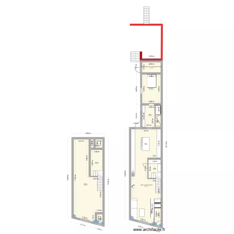RDC COTe. Plan de 11  et 138 m²