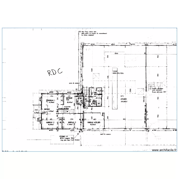 PELLEGRINI SAS INTERIEUR bureaux. Plan de 