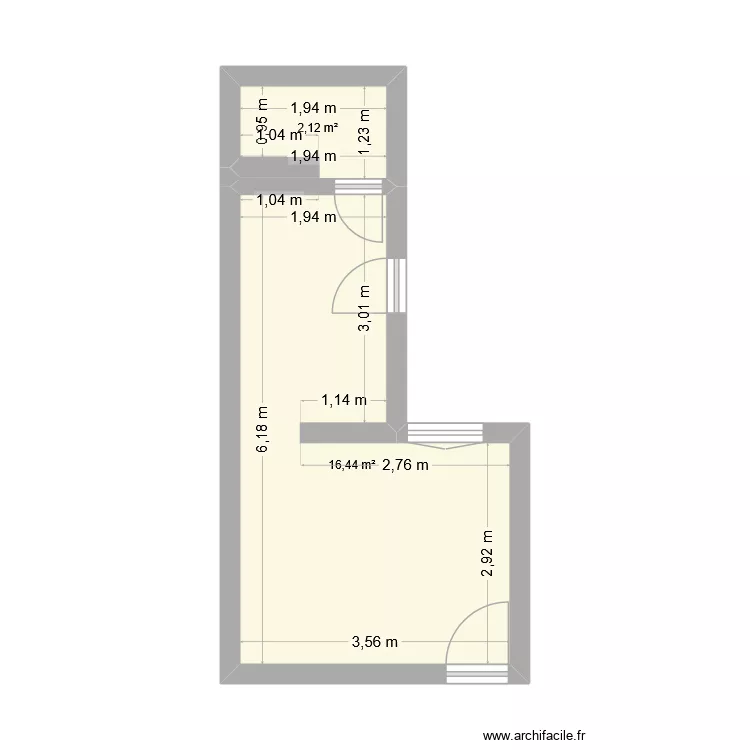 CONCORDE 1. Plan de 2  et 19 m²