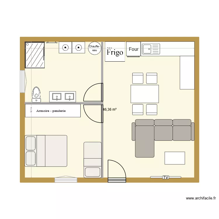 chalet. Plan de 1 Pièce et 46 m² chalet. Plan de 1 Pièce et 46 m²