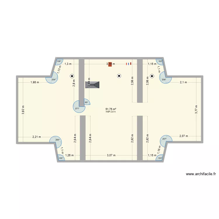 combles 2. Plan de 1  et 52 m²