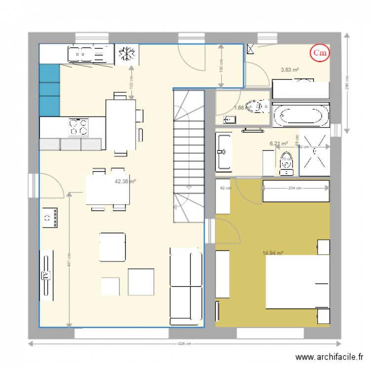 Salle de bain RDC 2. Plan de 0 pièce et 0 m2