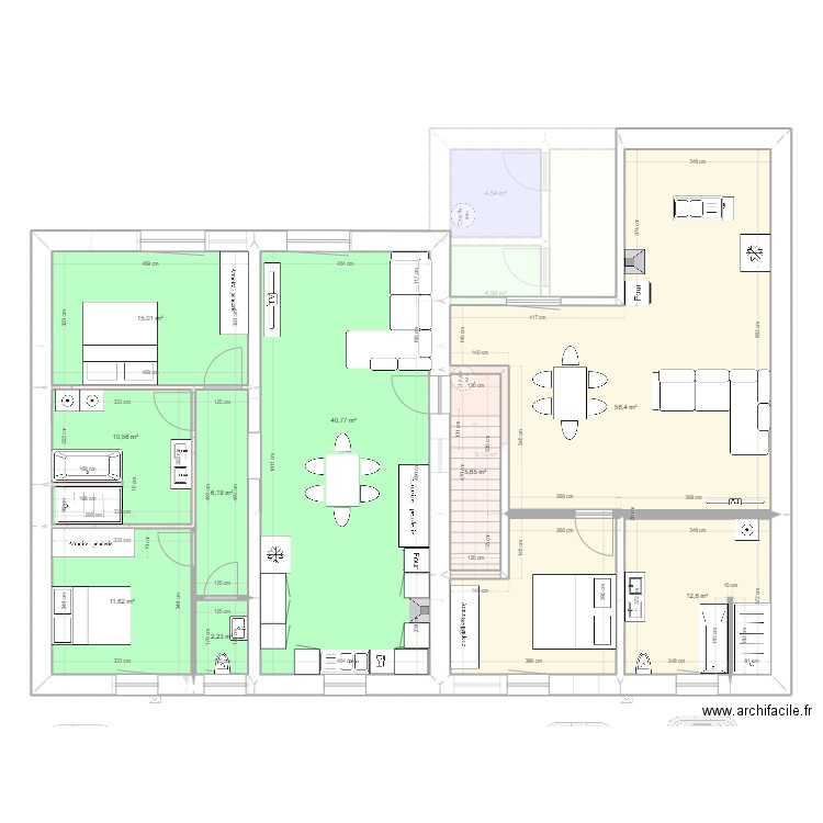 Henriville amenagement test appt 3.3. Plan de 21 pièces et 339 m2